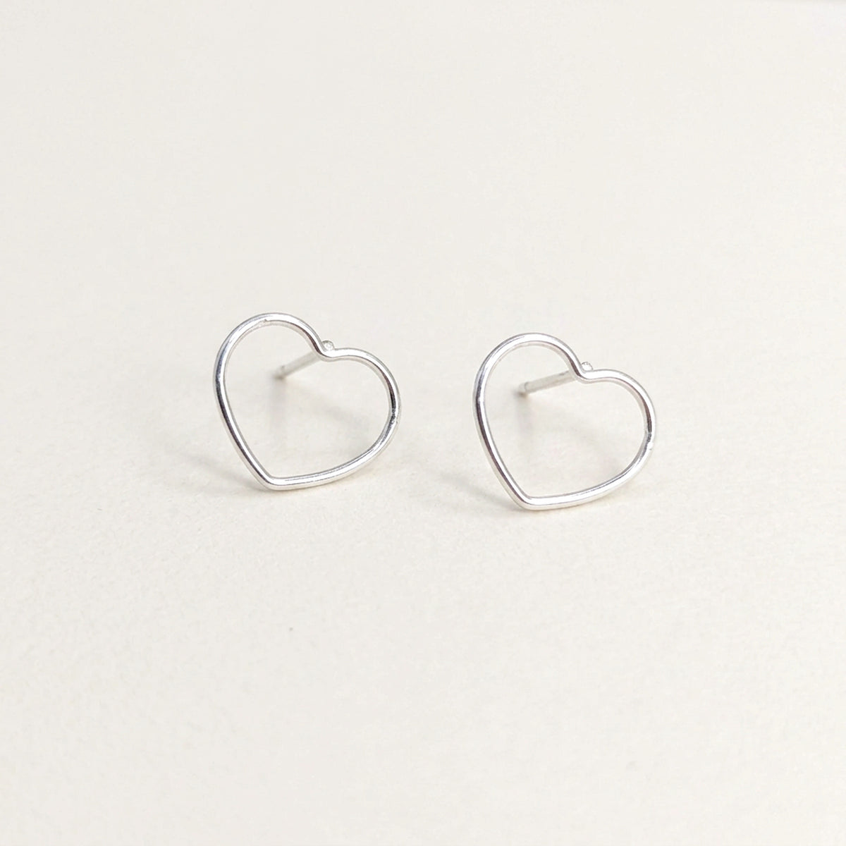 'Queen' Sterling Silver Small Open Heart Stud Earring