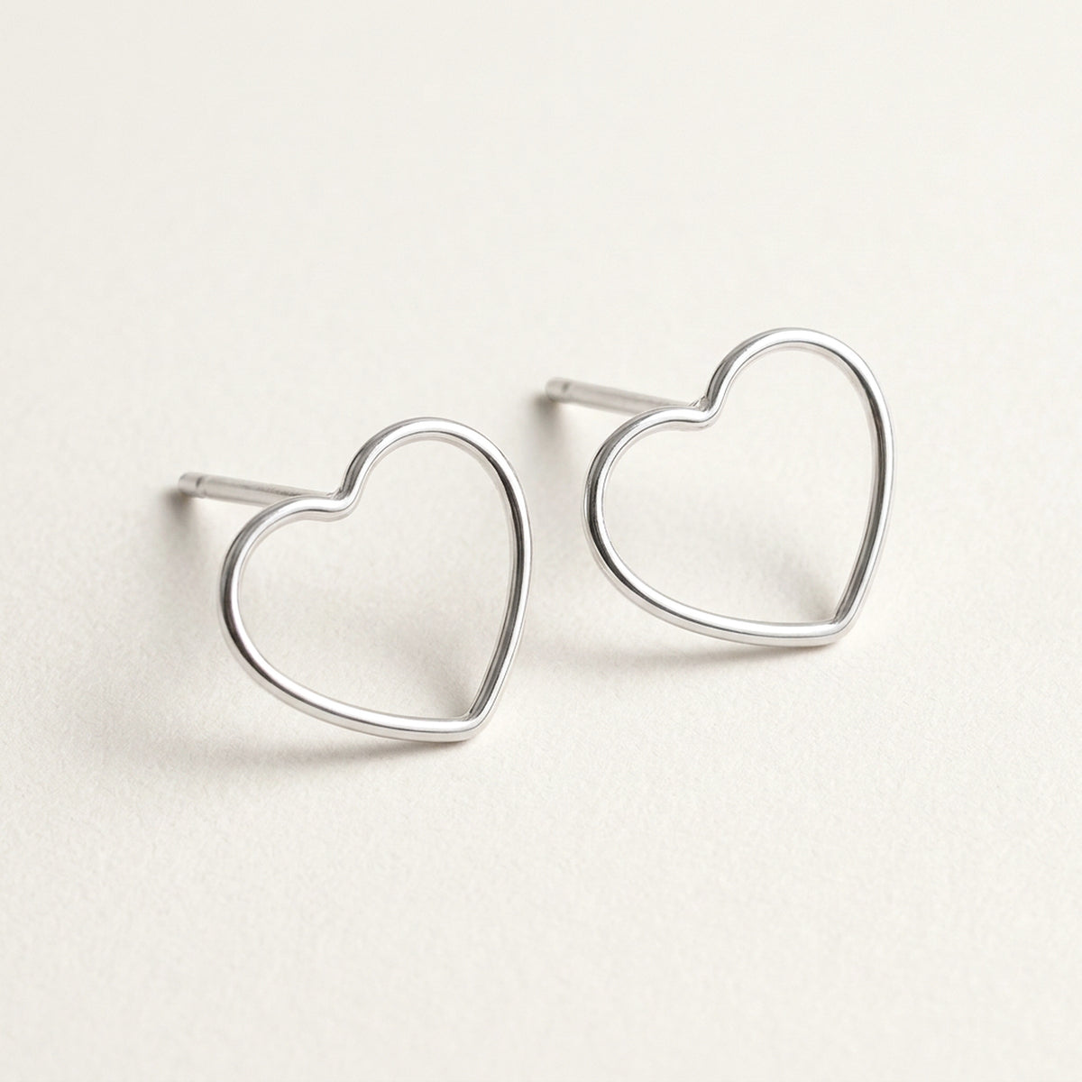 'Heartlight' Sterling Silver Large Open Heart Stud Earring
