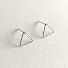 'Tria' Sterling Silver Triangle Stud Earring, view 1