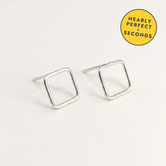 'Equal' Sterling Silver Small Open Square Stud Earring — Seconds (nearly perfect seconds), view 1