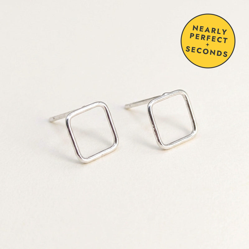 'Equal' Sterling Silver Small Open Square Stud Earring — Seconds (nearly perfect seconds)