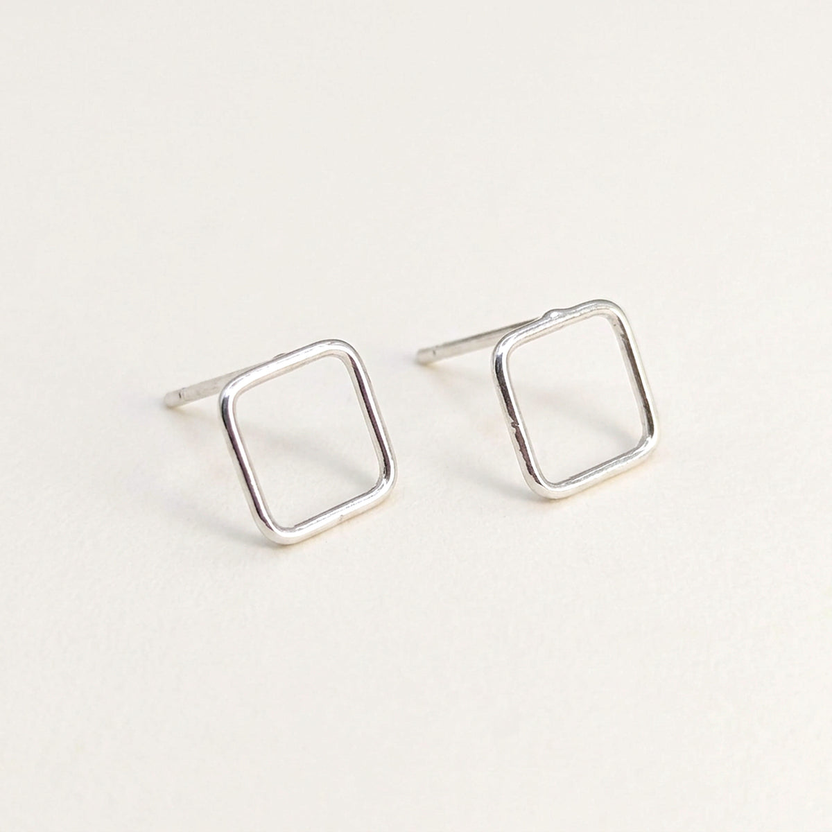 'Equal' Sterling Silver Small Open Square Stud Earring
