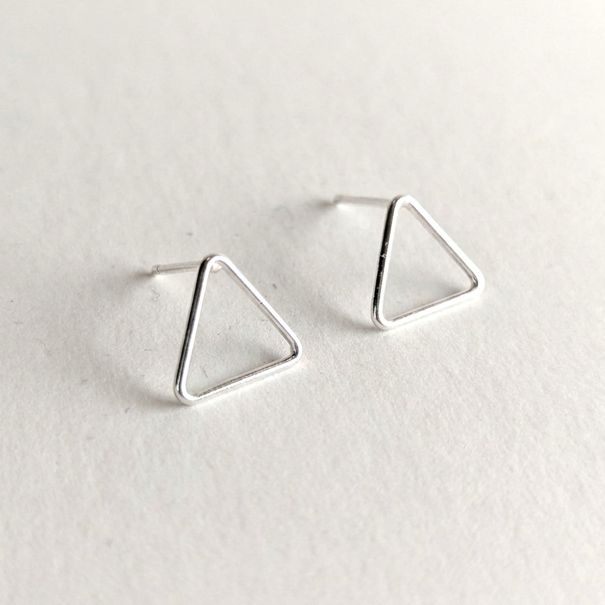 'Tria' Sterling Silver Medium Open Triangle Stud Earring
