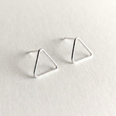 'Tria' Sterling Silver Medium Open Triangle Stud Earring, view 1