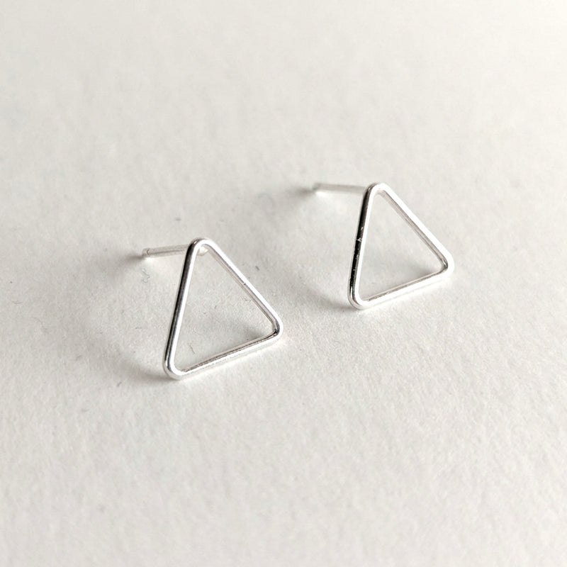 'Tria' Sterling Silver Medium Open Triangle Stud Earring