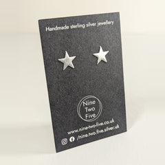 'Fallen Star' Sterling Silver Small Star Stud Earring — Seconds on the Nine Two Five earring card, view 2