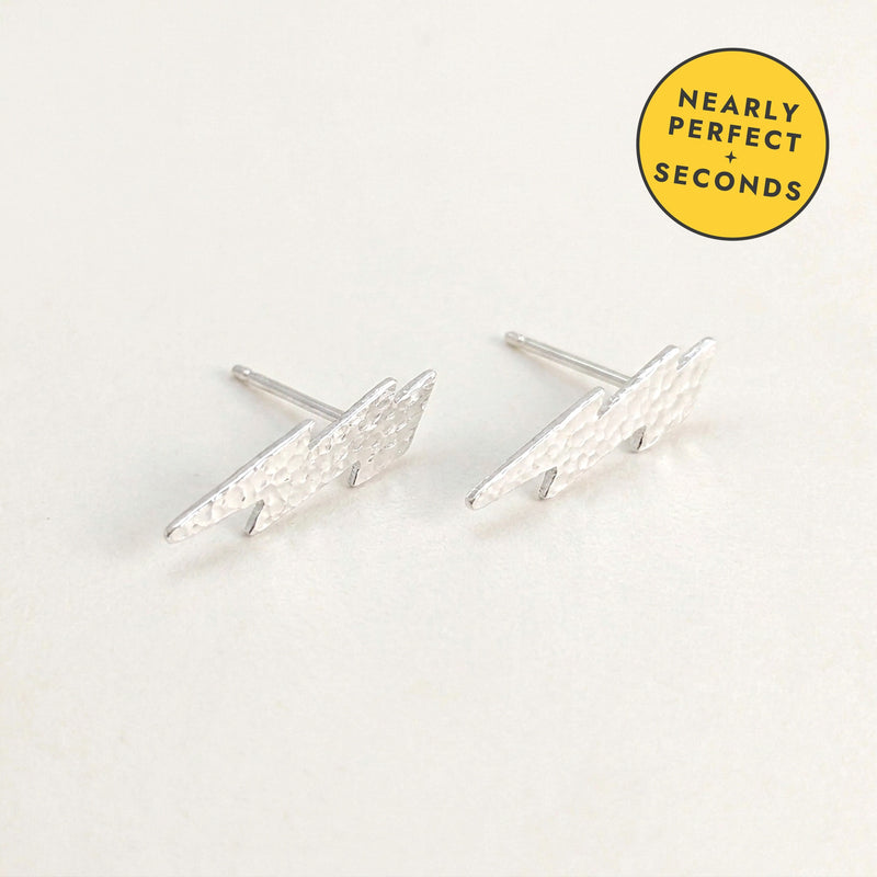 'Electra' Sterling Silver Textured Lightning Stud Earring — Seconds (nearly perfect seconds)