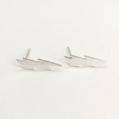 'Electra' Sterling Silver Lightning Stud Earring, view 1