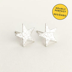 'Fallen Star' Sterling Silver Hammered Medium Star Stud Earring — Seconds (nearly perfect seconds), view 1
