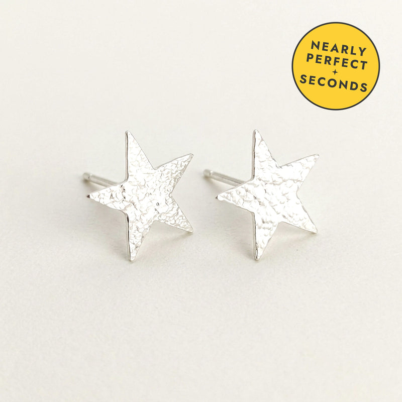 'Fallen Star' Sterling Silver Hammered Medium Star Stud Earring — Seconds (nearly perfect seconds)