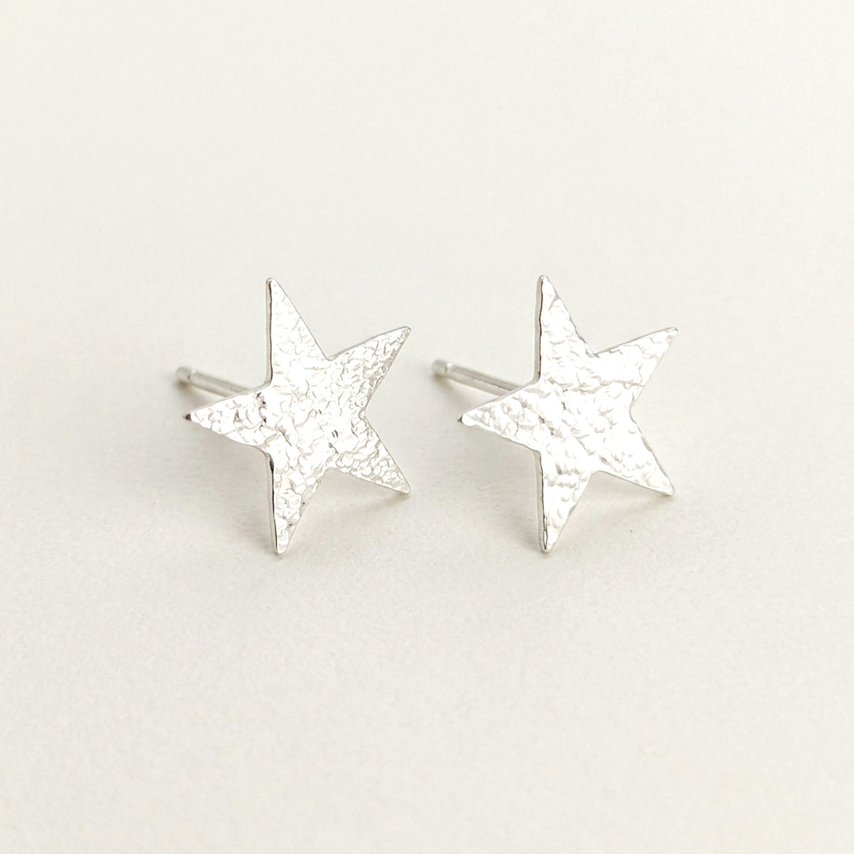 'Fallen Star' Sterling Silver Textured Medium Star Stud Earring