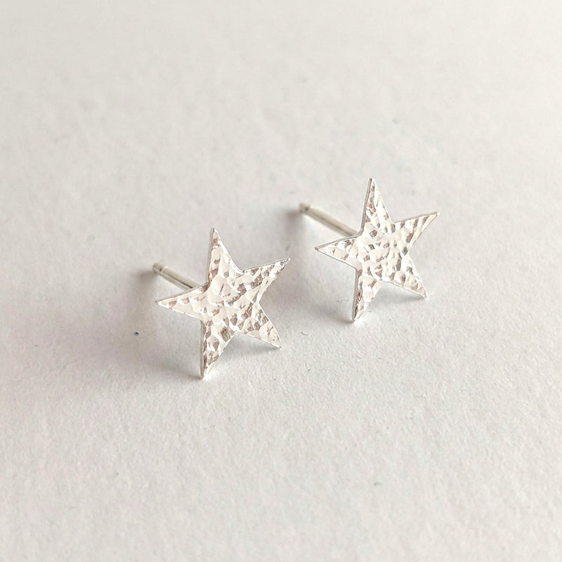 'Fallen Star' Sterling Silver Textured Medium Star Stud Earring