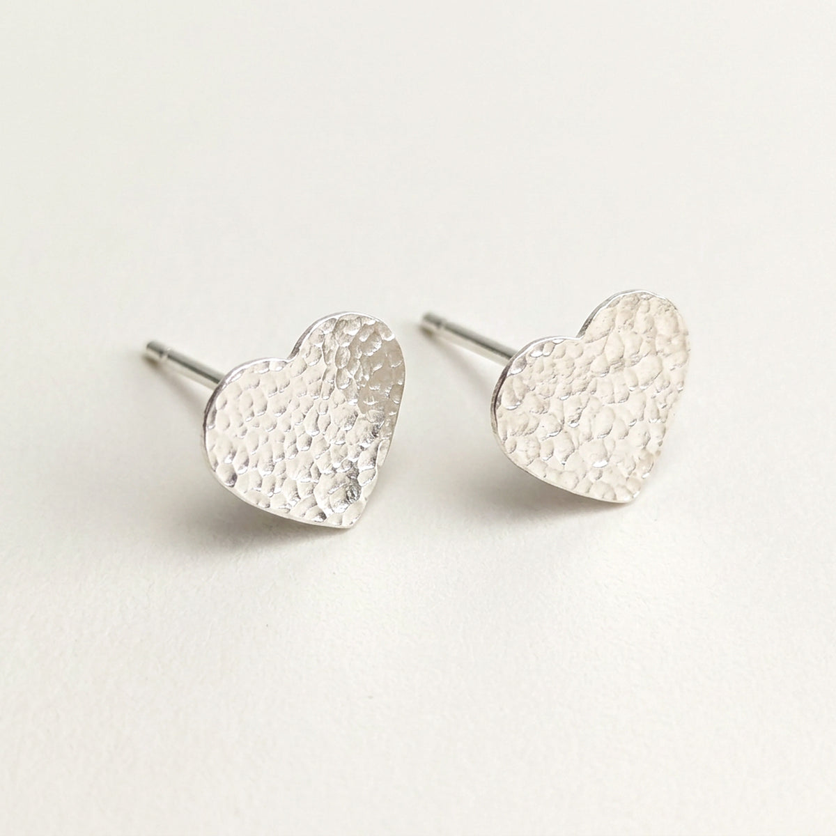 'Queen' Large Textured Heart Shaped Sterling Silver Studs