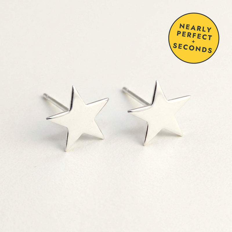 'Fallen Star' Sterling Silver Polished Medium Star Stud Earring — Seconds (nearly perfect seconds)