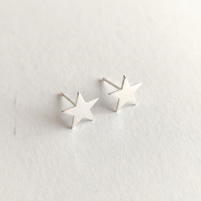 'Fallen Star' Large Polished Star Shaped Sterling Silver Studs