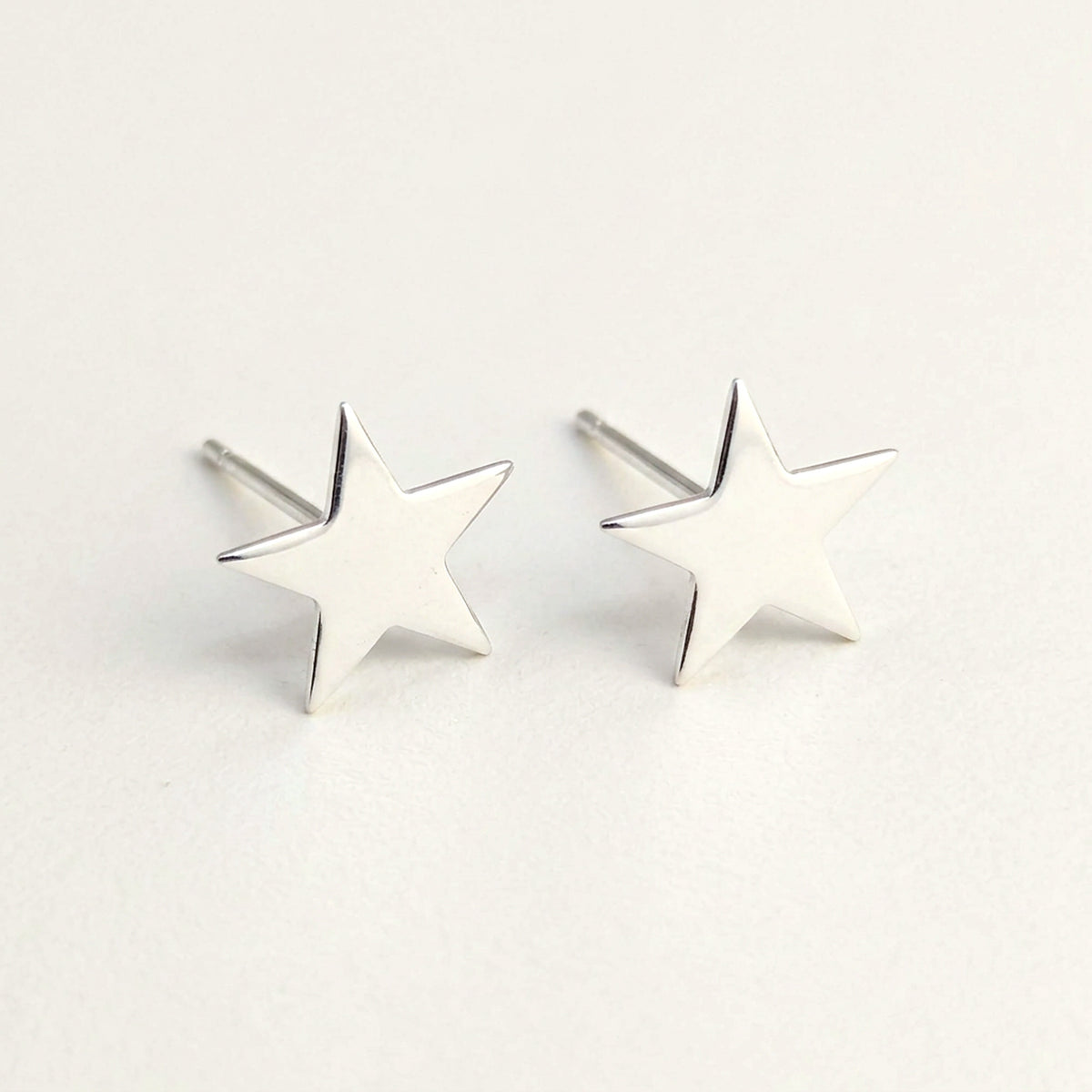 'Fallen Star' Large Polished Star Shaped Sterling Silver Studs
