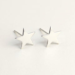 'Fallen Star' Large Polished Star Shaped Sterling Silver Studs, view 1