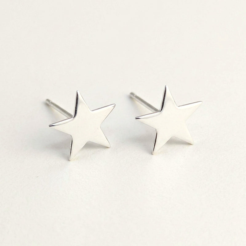 'Fallen Star' Large Polished Star Shaped Sterling Silver Studs