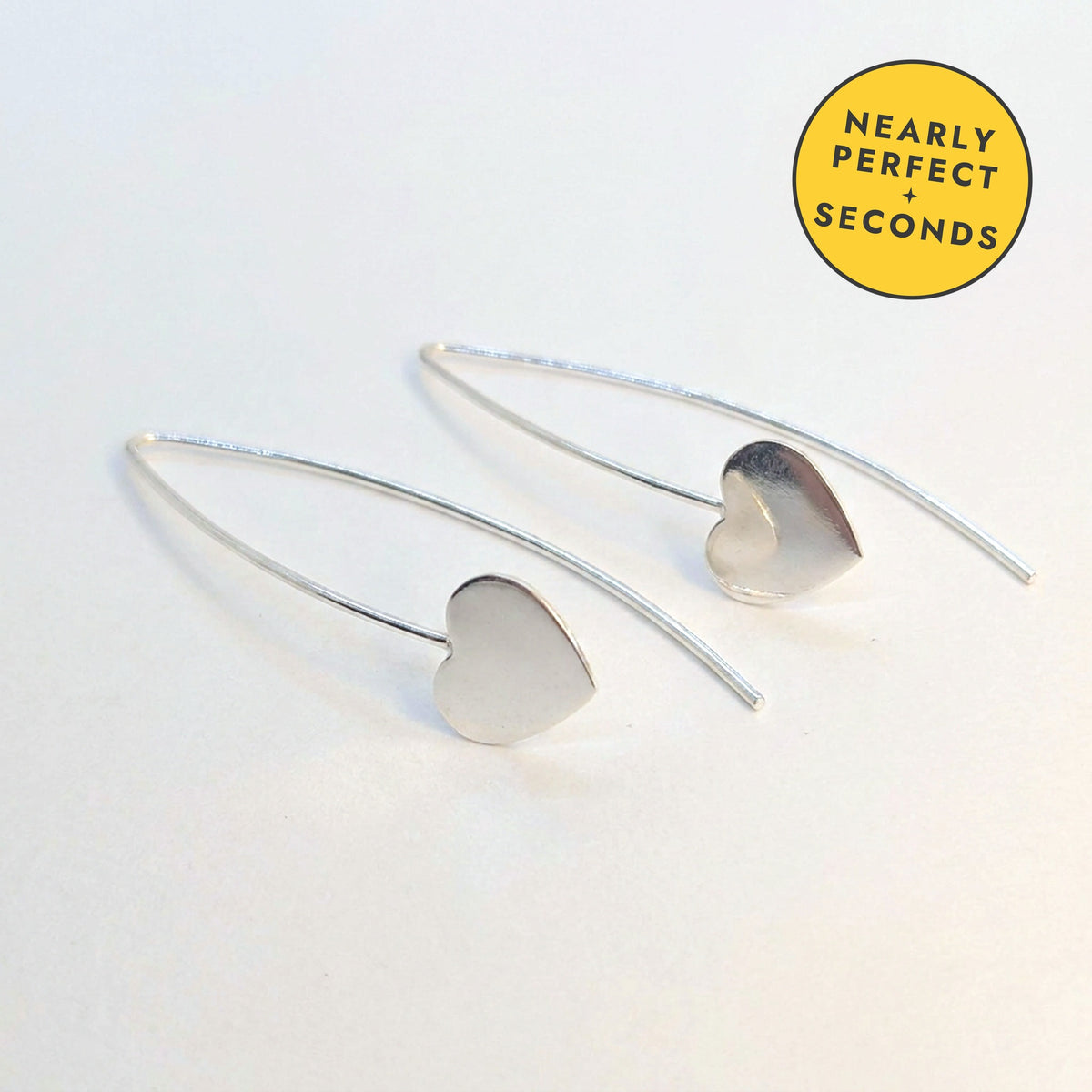 'Queen' Sterling Silver Heart Threader Earring — Seconds (nearly perfect seconds)