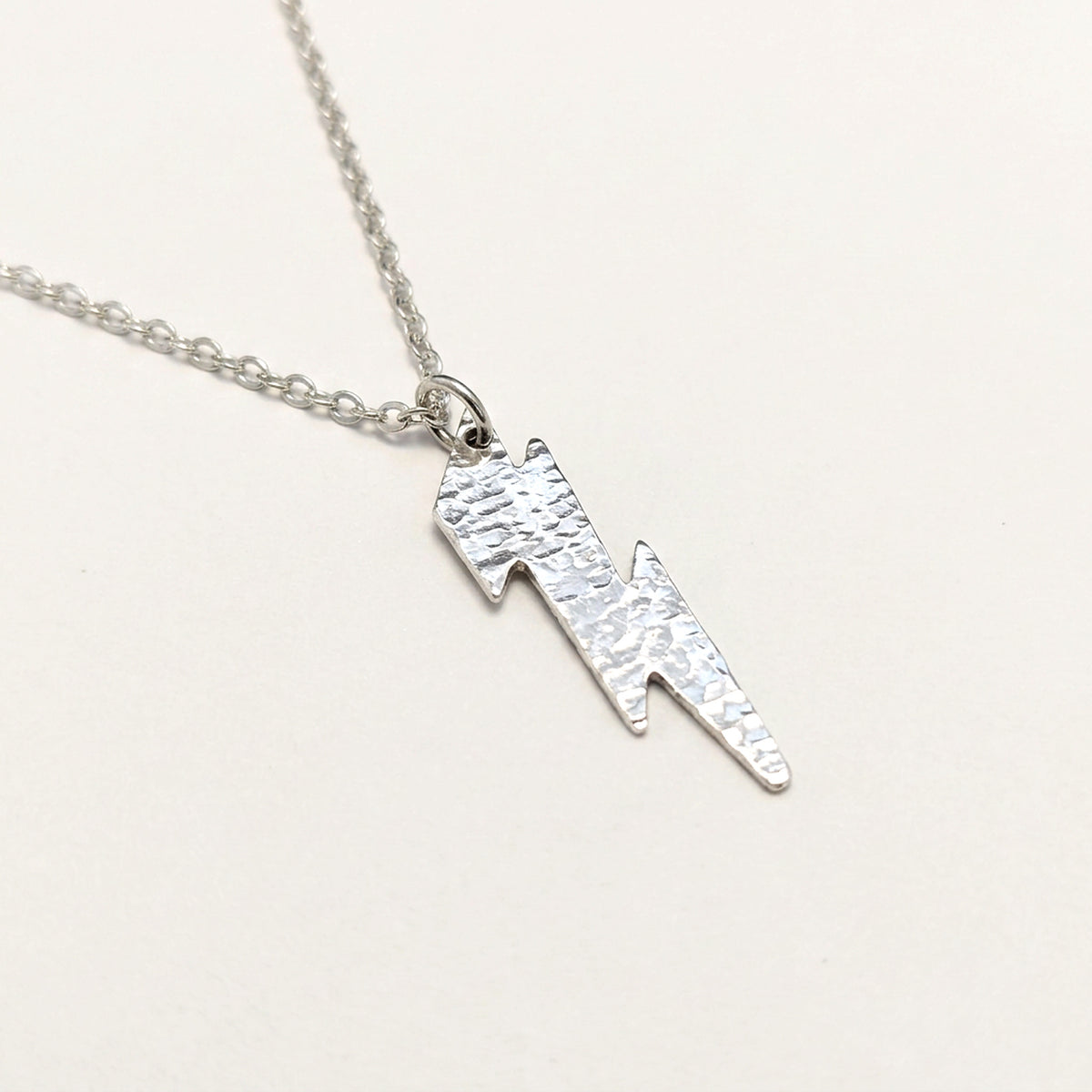 'Electra' Sterling Silver Hammered Lightning Pendant