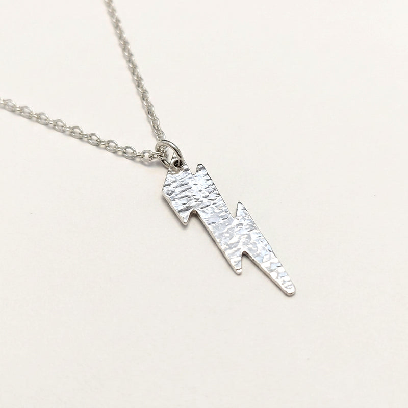 'Electra' Sterling Silver Hammered Lightning Pendant
