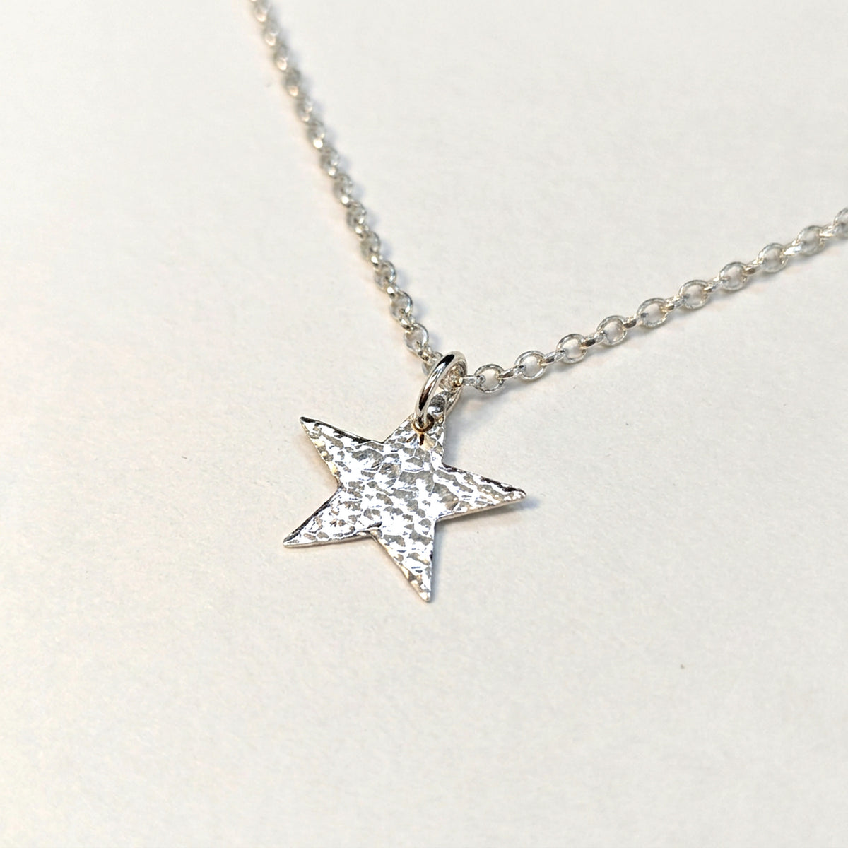 'Fallen Star' Sterling Silver Small Hammered Star Pendant