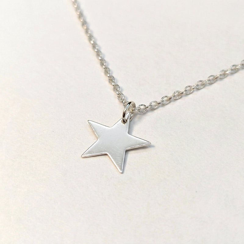 'Fallen Star' Sterling Silver Small Polished Star Pendant