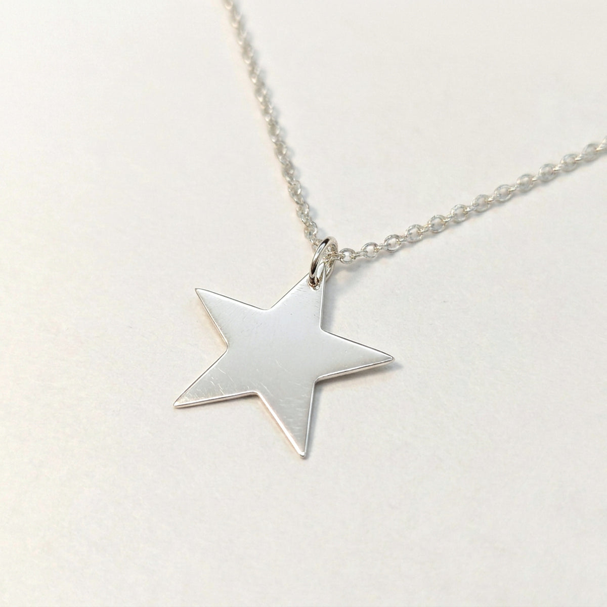 'Fallen Star' Sterling Silver Large Polished Star Pendant