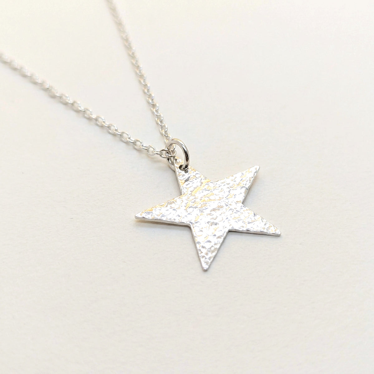 'Fallen Star' Sterling Silver Large Hammered Star Pendant