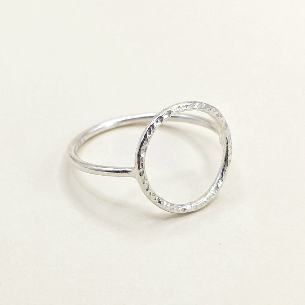 'Eclipse' Sterling Silver Textured Circle Ring