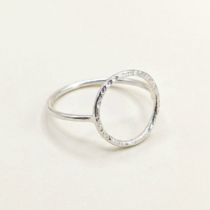 'Eclipse' Sterling Silver Textured Circle Ring