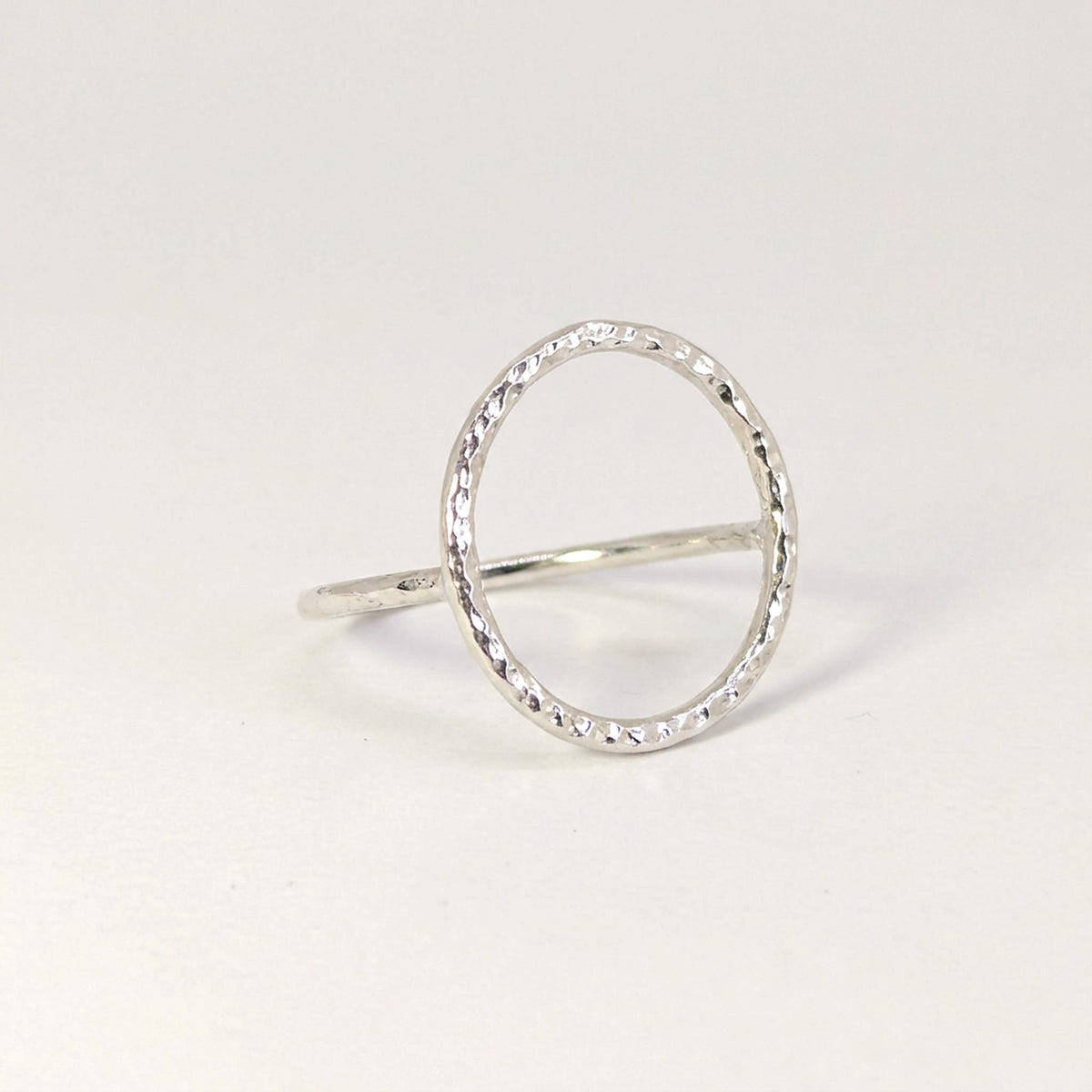 'Eclipse' Sterling Silver Hammered Circle Statement Ring