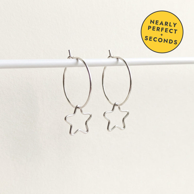 'Starlight' Sterling Silver Small Star Hoop Earring — Seconds (nearly perfect seconds)