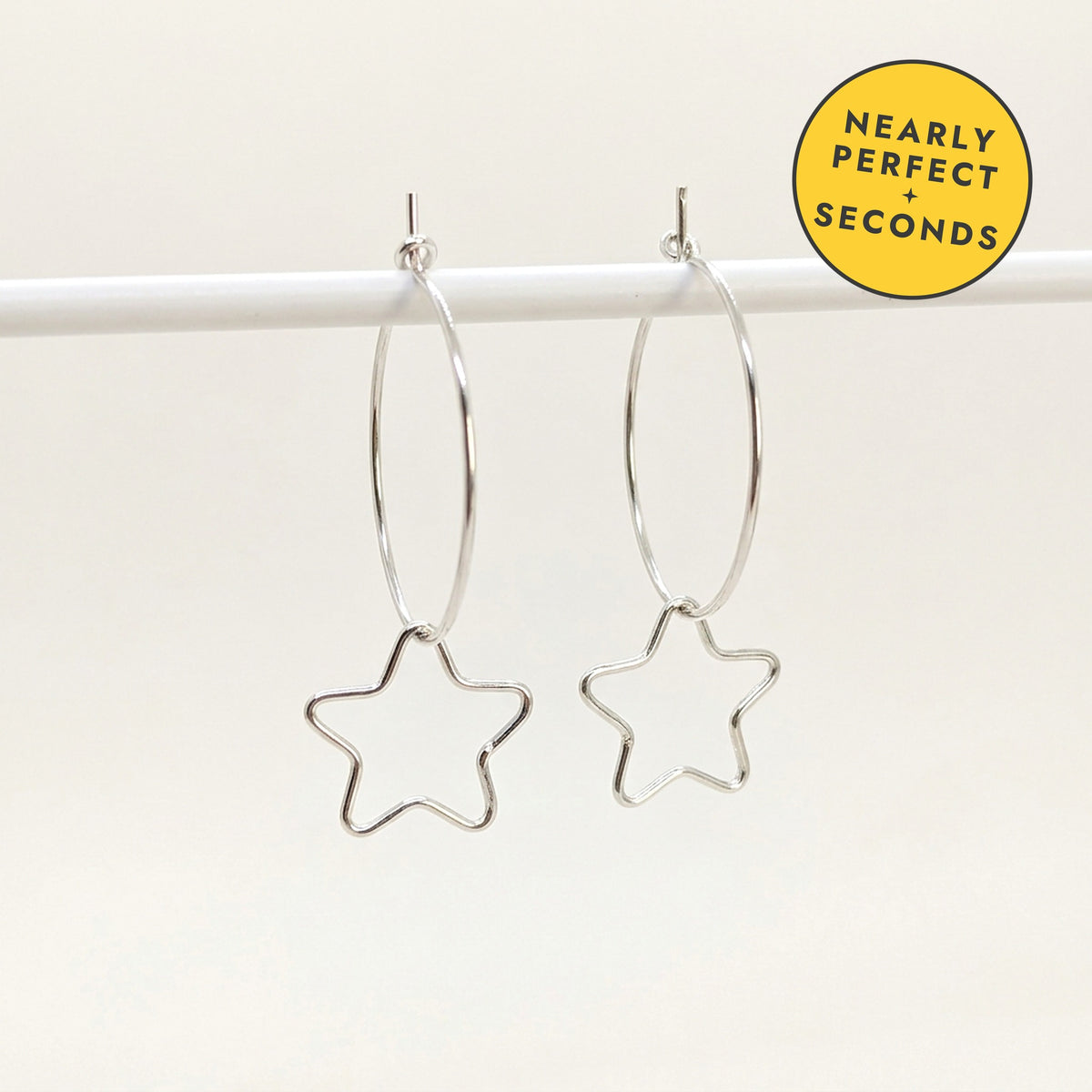 'Starlight' Sterling Silver Star Hoop Earring, Medium — Seconds (nearly perfect seconds)