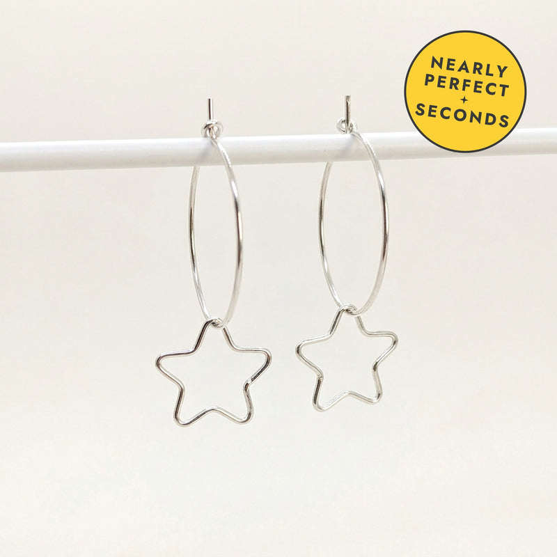 'Starlight' Sterling Silver Star Hoop Earring, Medium — Seconds (nearly perfect seconds)