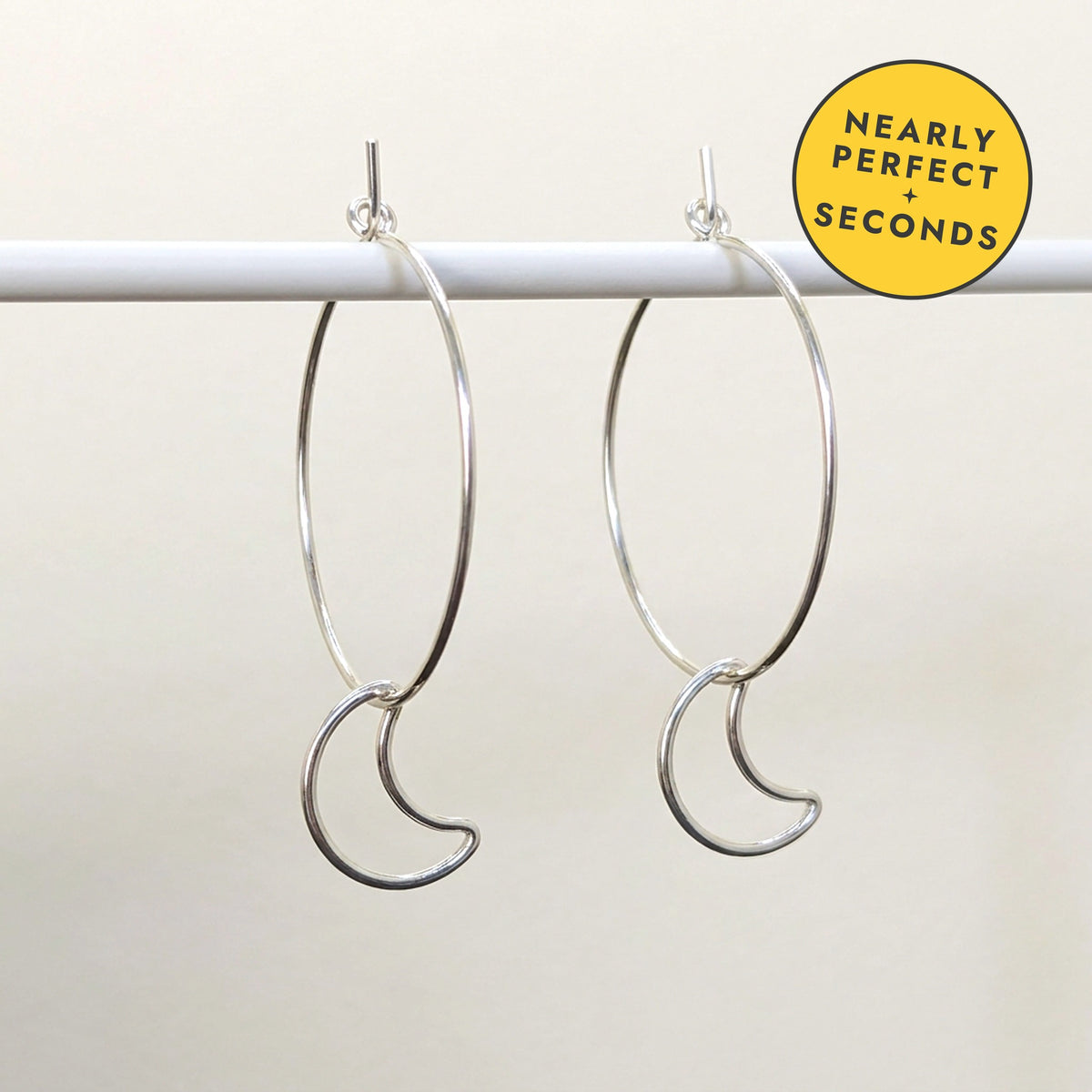 'Moonlight' Sterling Silver Large Moon Hoop Earring — Seconds (nearly perfect seconds)