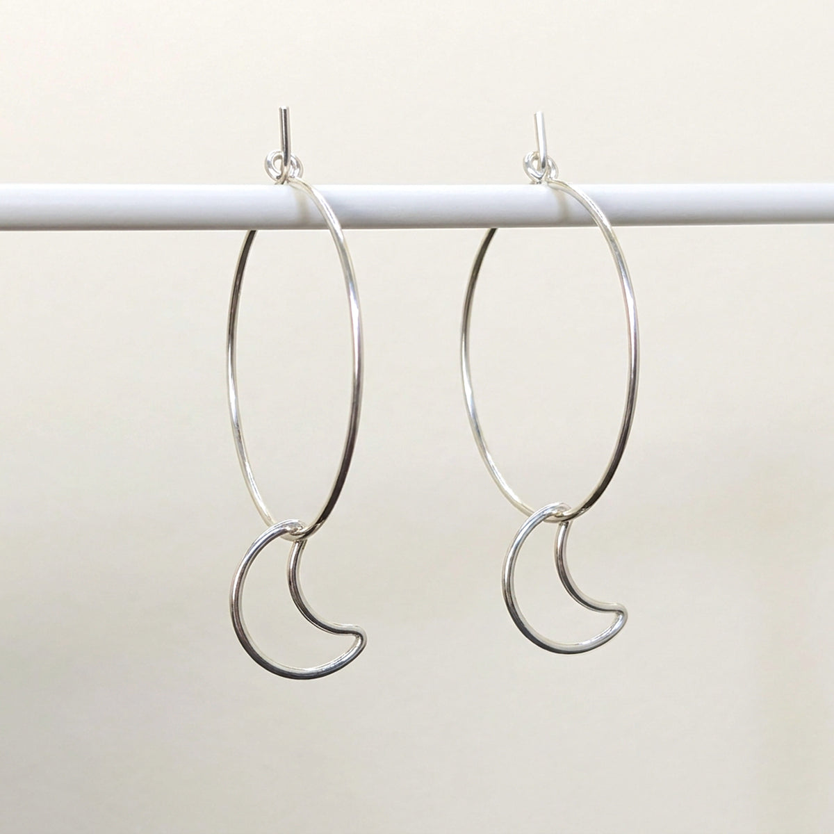 'Moonlight' Sterling Silver Moon Large Hoop Earring
