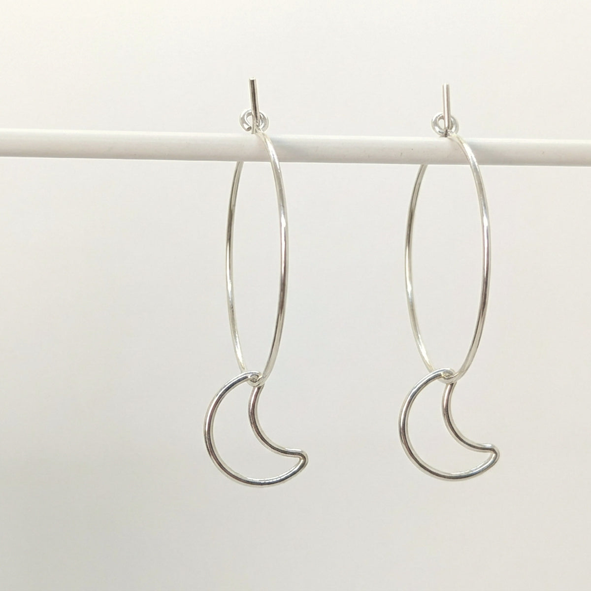 'Moonlight' Sterling Silver Moon Large Hoop Earring