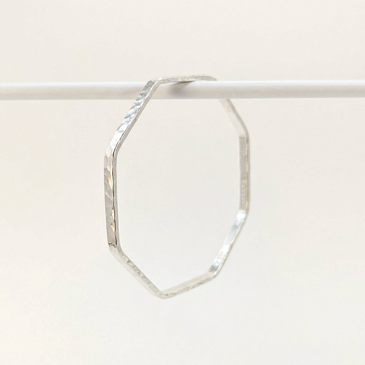 'Octangle' Sterling Silver Slim Octagonal Shaped Hammered Bangle