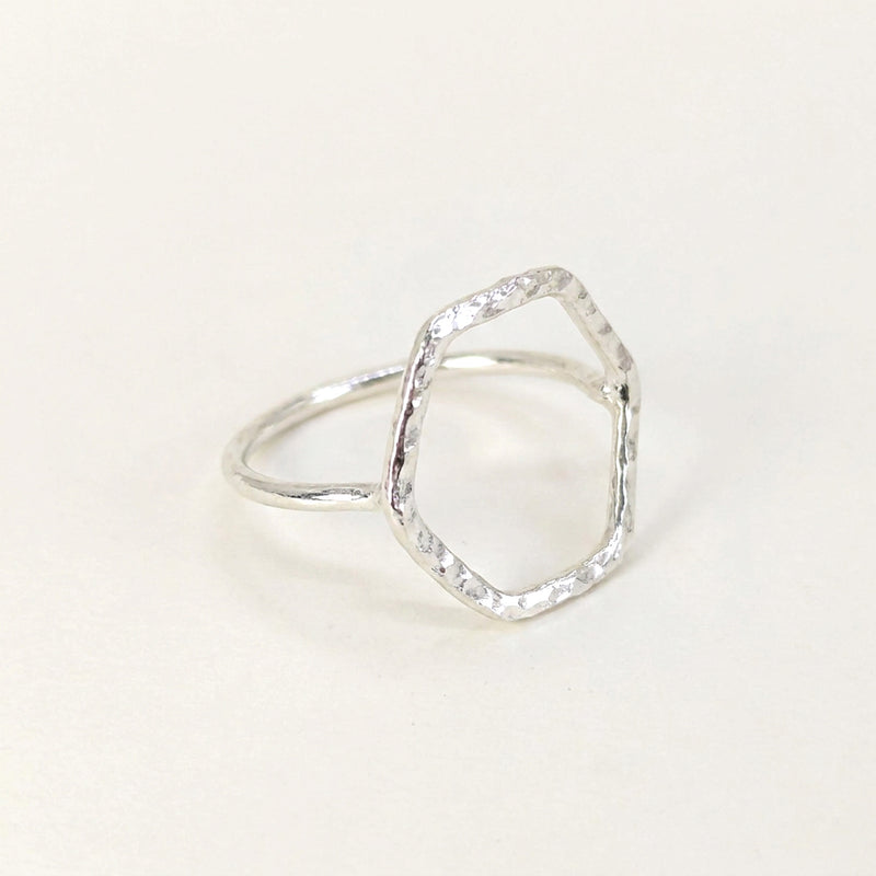 'Hexa' Sterling Silver Hexagon Statement Ring