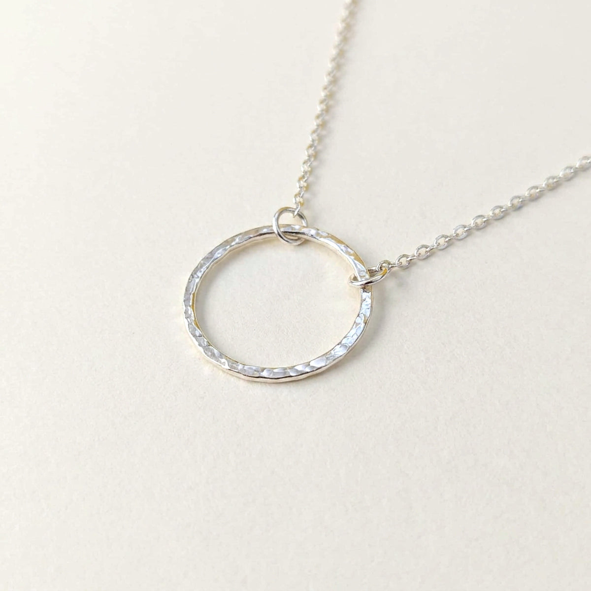 'Eclipse' Sterling Silver Large Hammered Circle Pendant