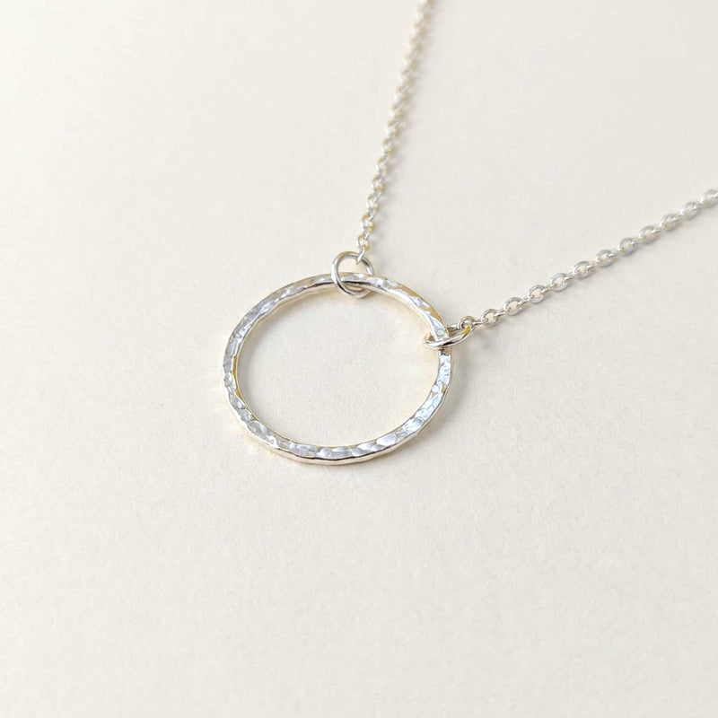 'Eclipse' Sterling Silver Large Hammered Circle Pendant
