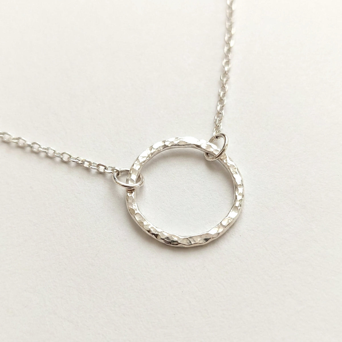 'Eclipse' Small Open Circle Silver Pendant Necklace