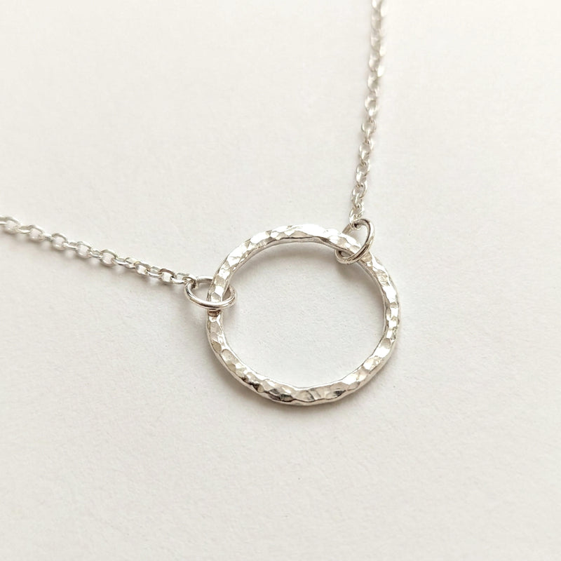 'Eclipse' Small Open Circle Silver Pendant Necklace