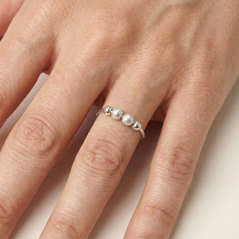 'Sparkle' Sterling Silver Fidget Ring, worn