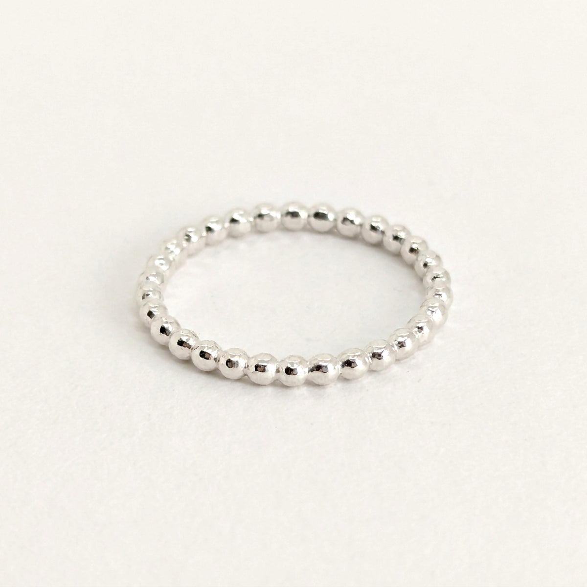 'Eclipse' Sterling Silver Beaded Stacker Ring