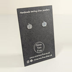 'Autumna' Pumpkin Silver Stud Earring — Seconds on the Nine Two Five earring card, view 2