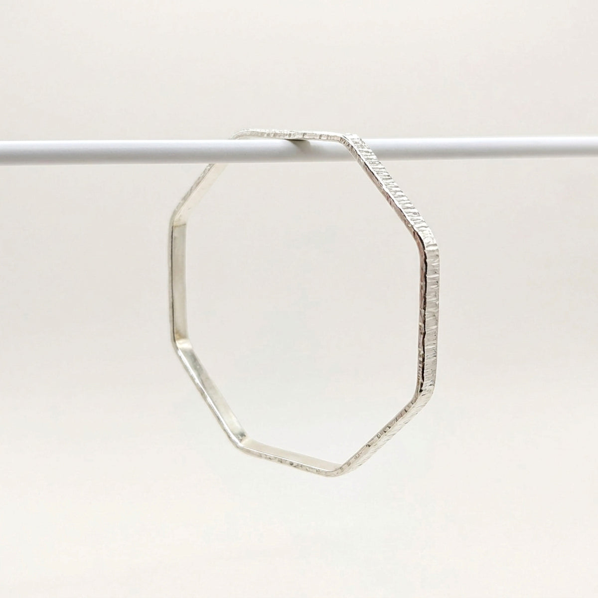'Octangle' Sterling Silver Slim Octagonal Shaped Textured Bangle