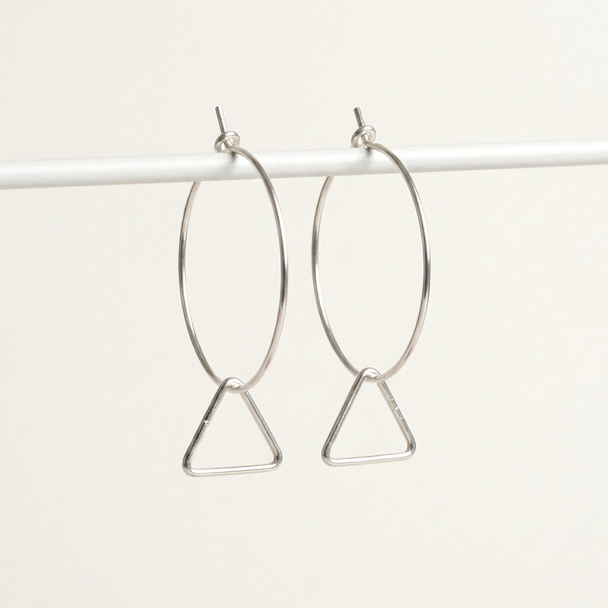 'Prism' Sterling Silver Triangle Hoop Earring, Medium