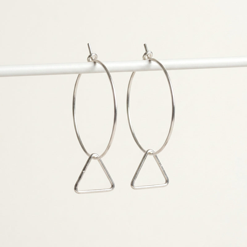 'Prism' Sterling Silver Triangle Hoop Earring, Medium